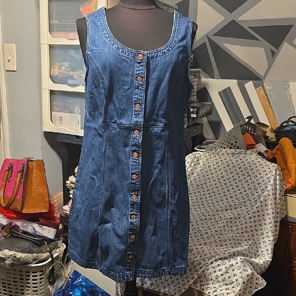 GAP Denim Button-Front Mini Dress - Picture 3 of 7